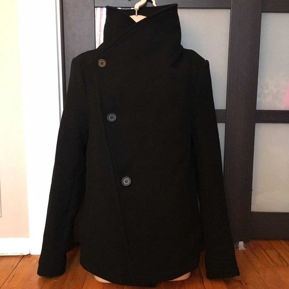 H&M Divided Black Wool Blend Coat Jacket Sz S
